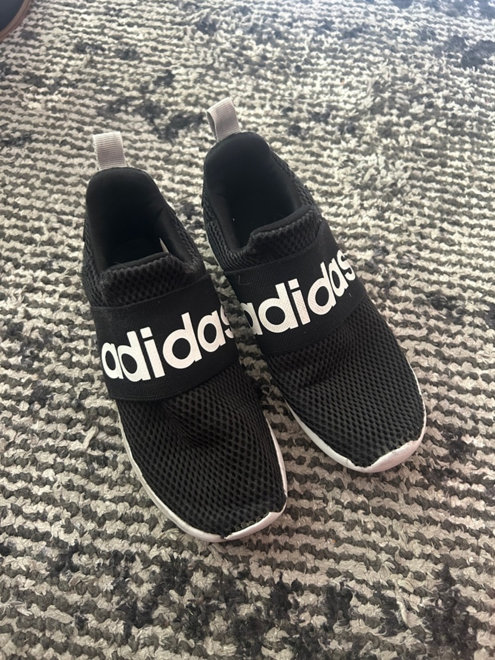 adidas Kids Black Slip-On Mesh Sneakers with White Logo